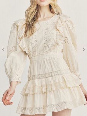 Love Shack Fancy Santorini Dress Ivory Size Medium